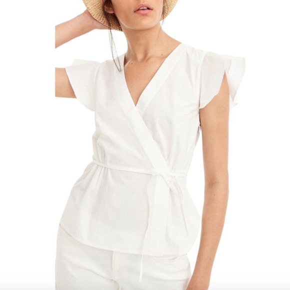 Bundle of 4 J. Crew Flutter Sleeve Wrap Peplum Tops - Picture 16 of 16